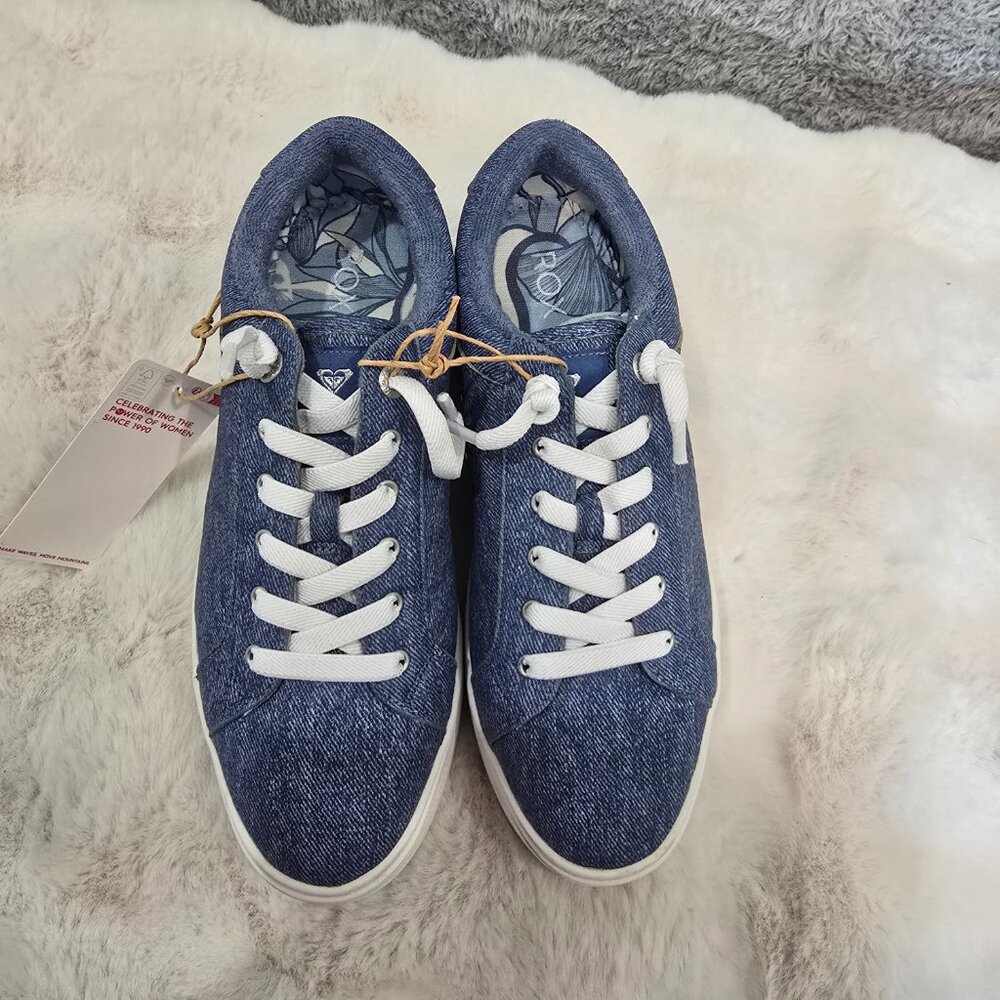 Roxy Shelilahh 2.0 Platform Sneakers Women's Sizes Blue Denim Like Upper NEW - Picture 7 of 8